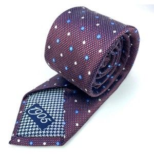 JOS A BANK 1905 Tie Red Gray Navy Blue Micro Plaid Silk & Viscose Mens Necktie